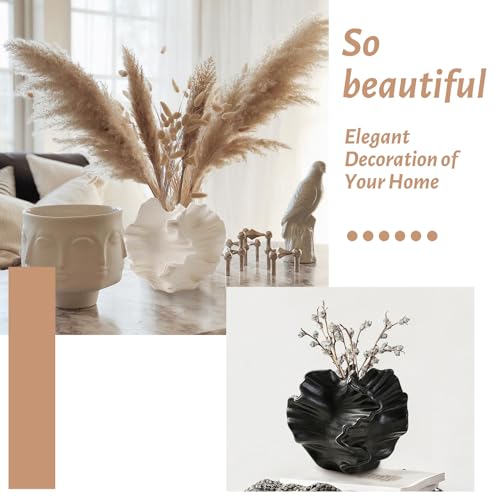 White Ceramic Vase for Modern Home Decor, Ceramic Coral Flower Vase for Nordic Art Pampas Grass,Boho Decor Donut Centerpiece Vases for Coffee Table Office Bookshelf Living Room Decor (White+ Small) - color: White