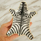 Zebra Stripe Jewelry Tray Ceramic Dishes Plate Gilded 5.9", Gold (Black) - color: Black