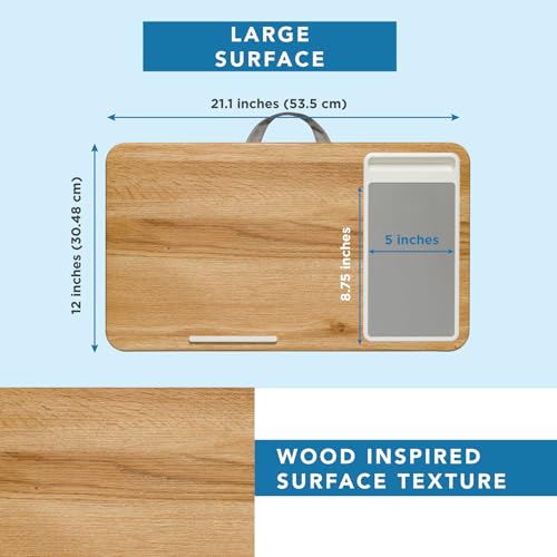LAPGEAR Home Office Lap Desk with Device Ledge, Mouse Pad, and Phone Holder - Oak Woodgrain - Fits up to 15.6 Inch Laptops - Style No. 91589 - color: Oak Woodgrain, size: Home Office