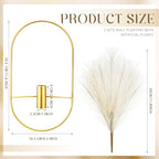 Peryiter 2 Pcs Boho Wall Decor Metal Gold Wall Art Hanging Planters with Artificial Pampas Modern Home Decor Display Art for Living Room Bedroom Bathroom(Oval) - style: Oval