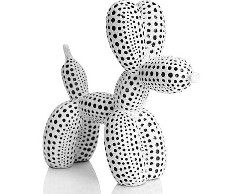 Balloon Dog Statue Decor Polka Dot Dog Cool Stuff to Put on Shelves, White Balloon Dog Statue Decoration Fun Paperweight, 5 inch Versatile Color Options - color: White