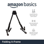 Amazon Basics Portable Adjustable Folding Guitar Stand for Electric and Acoustic Guitars, A-shape, Fully Assembled with Padded Foam, Black, 8.66 x 15.16 x 3.74 inches