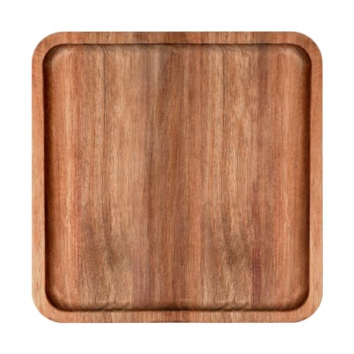 LorisArm 8" Acacia Wood Plate, Square Wooden Trays Serving Platter Dinner Server Tray Dessert Cookie Snack Fruit Serving Board. - size: 8" x 8" x 0.6"
