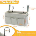 Lilithye Bedside Caddy Organizer with Fixed Straps & Water Bottle Holder for Home, College Dorm, Bunk Bed, Hospital & Crib Bed Rails (2 pcs, Grey) - color: 2pcs Grey
