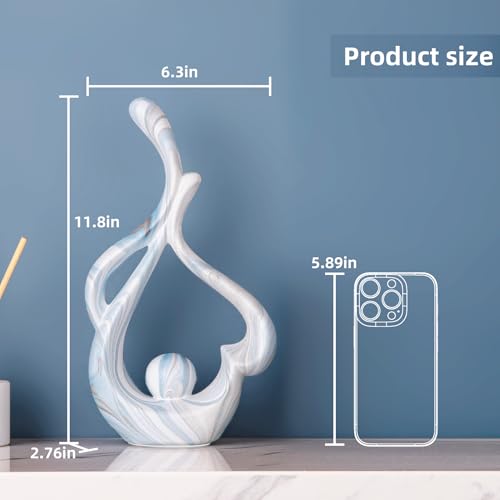 Blue Sculpture Home Decor, Dining Room Table Centerpiece, Ceramic Statue Table Decoration for Living Room, Abstract Sculpture Bookshelf tv Stand Entry Table Decor - color: Blue Marble 1
