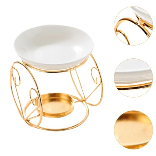 Qianly Essential Oil Burner Melt Warmer Decorative Scented Desktop Furnace Tealight Holder for Indoor Home Meditation Decor, Gold - color: Gold&white(a)