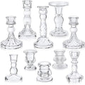 Mumufy 10 Pcs Glass Crystal Taper Candle Holders Clear Glass Candlestick Holder Fit 0.8 Inch Candles Crystal Decorative Candle Stand Centerpiece Table Wedding Dining Party (Classic,Clear) - color: Clear