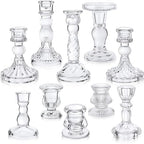 Mumufy 10 Pcs Glass Crystal Taper Candle Holders Clear Glass Candlestick Holder Fit 0.8 Inch Candles Crystal Decorative Candle Stand Centerpiece Table Wedding Dining Party (Classic,Clear) - color: Clear