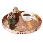 MyGift 11 Inch Deluxe Hammered Copper Kithchen Accessories Tray - Aluminum Plated Copper Platter and Vanity Tray - Handcrafted in India - color: Copper (11 Inch)