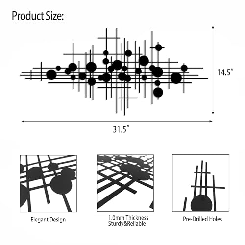 Rajukit Large Modern Geometric Abstract Metal Wall Art – Large Metal Wall Sculpture for Living Room, Versatile Home Decor(31.5 * 14.5”) - size: 31.5"L x 14.5"W