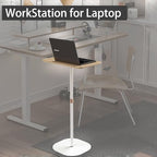 Small Laptop Standing Desk, 18“H - 46”H Adjustable Height Pedestal Side Table with Wooden Top, Portable Tall End Table, Stand-Up Desk for Bedside, Couch, Sofa, Living Room, Bedroom, Home Office, White - color: White
