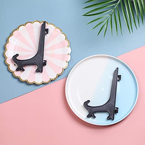 Artliving 6" Black 24pcs/Set Plastic Easels Plate Display Stands Picture Frame Stand Holder - color: Black, size: 6inch(24piece)