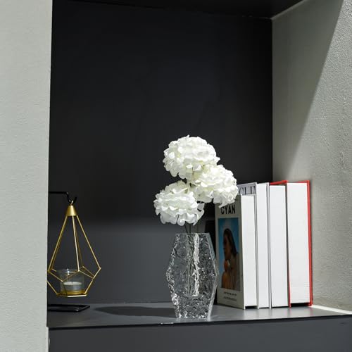 Glacier Series Crystal Vase 6.3-inch High, Modern Crystal Home Office Decor for Living Room Dining Table Centerpieces, Birthday and Wedding - size: Large