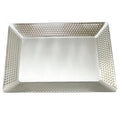 Stainless Steel Rectangular Serving Tray,Multipurpose Hammered Silver Large Decorative Platters,Organizer Tray for Kitchen Or Bathroom