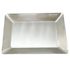 Stainless Steel Rectangular Serving Tray,Multipurpose Hammered Silver Large Decorative Platters,Organizer Tray for Kitchen Or Bathroom