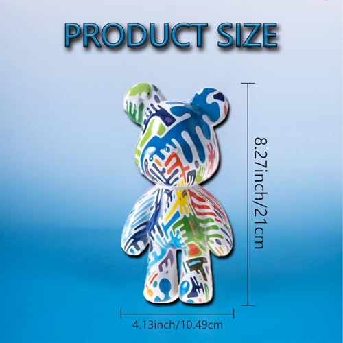 Bear Statue Resin Graffiti Animal Sculpture for Home, Office Decor, Abstract Design for Birthday, Anniversary and Gift Present (Splash Art) - color: Splash Art
