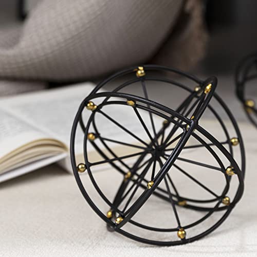 6.45 Inches Metal Geometric Sphere, 3D Black Metal Decorative Ball, Modern Tabletop Sculpture Orb, Table Top Decor Accents for Home Living Room Study Bedroom - color: Black-6.45 in