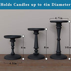Matte Black Candle Holders Set of 3 - Metal Candle Holders for Pillar Candles & LED Flameless Candles - 6, 8 & 10 Inch Tall - Decorative for Table, Fireplace & More - Pillar Candles Holders Sets of 3