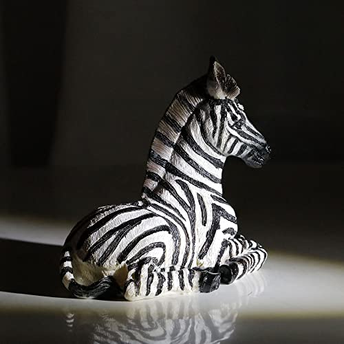 Zebra Table Sculpture - Resin Zebra Figurine - Black, White - African Safari Zebra Collectible for Bedroom, Living Room, Office, Bookshelf, Mantel, Entryway, Foyer, Nursery -5.9inch L x 3.54inch H