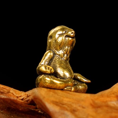 CHOVY Retro Handcrafted Meditating Sloth Statue - 100% Solid Brass Seated Sloth in Thoughtful Pose, Vintage Style Collectible Art Piece for Home & Office | Unique Gift for Nature Lovers - style: Meditating Sloth