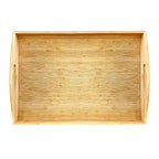 Bamboo Serving Tray Dinner Plates Cheese Board 16.5"x11.8"（42x30cm with Handle - color: Only Big Serving Tray