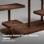 Display Riser Small Potted Plant Stand Sturdy Desktop Decorative Tiered Tray Rack for Figure Dolls Collection Perfume Makeup, Walnut