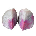 AMOYSTONE Pink Agate Bookends 1 Pair 2-3 Lbs Small Natural Crystal Book Stopper for Books CDs & DVDs - color: Pink, size: 2-3LBS