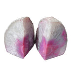 AMOYSTONE Pink Agate Bookends 1 Pair 2-3 Lbs Small Natural Crystal Book Stopper for Books CDs & DVDs - color: Pink, size: 2-3LBS