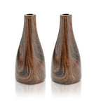 Aeravida Artistic Grain Pattern Natural Mango Tree Wood Flower Set of 2 Vase | Modern Farmhouse Home Décor | Kitchen Bedroom Living Room Home Decoration - size: 2PCS