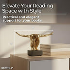 Resin Book Ends Decorative Bookends – Book Holder for Shelf Decor and Office Decor, Office Shelf Decor and Book Lovers Gifts, Art-Inspired Sculpture Home Decor Accent – 11", Gold & Black