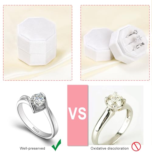 WantGor Velvet Ring Box, 3 Slots Jewelry Ring Gift Box Vintage Ring Display Holder Case for Wedding Ceremony Proposal Engagement - color: White