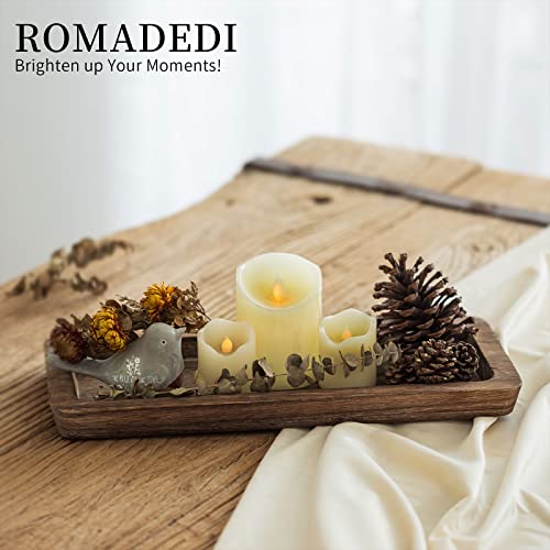 Romadedi Wooden Decorative Tray Candle Holder - Wood Long Narrow Tray Home Decor Small Rustic Centerpieces Trays for Coffee Table Dining Room Kitchen - color: Rustic-rectangular