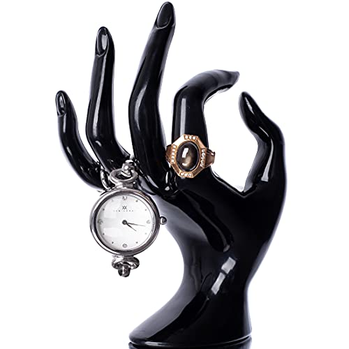 HOMEGOAL Hand Jewelry Holder, Bracelet Ring Watch Jewelry Display Holder Stand, Mannequin Hand, Polyresin, 7 Inch (Black) - color: Black