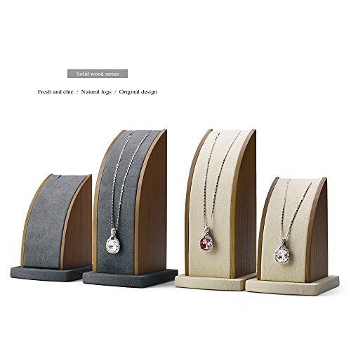 Oirlv 2Pcs/Set Solid Wood Long Chain Necklace Pendant Bracelet Stand retail stores/trade shows Showcase display Jewelry Holder Exquisite Decorative Props (Gray Curved) - color: Grey