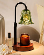 Small Candle Warmer Lamp with Timer, Adjustable Green Lamp Warmer for Jar Candles, Unique Women Gifts for Birthday, Dimmable Candle Heater, Cute Wax Warming Light with Wood Base - color: A3-green