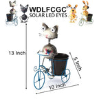 Metal Yard Art Cat on Bike Solar Statue Light, Solar Statue Light Garden Decoration, Best Gift for Cat Lovers. - style: Large Cat