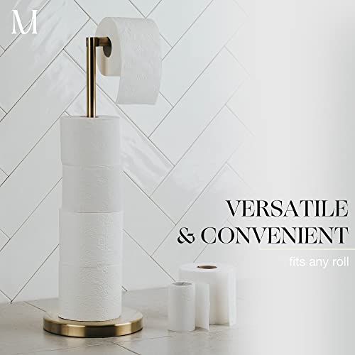 MARMOLUX ACC Free Standing Toilet Paper Holder Stand with Storage for 4 Rolls of Toilet Tissue for Bathroom, Stainless Steel Luxury Brushed Gold, 1pc - Bathroom Sets - Toilet Paper Storage - color: Gold Brushed