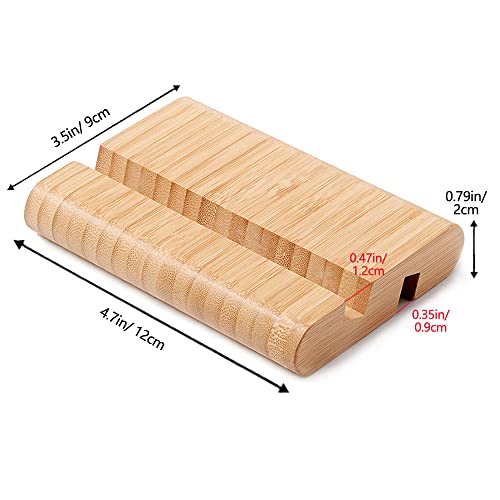 Bamboo Cell Phone Stand Wooden Tablet Stand for Desktop, Wood Cell Phone Holder Desk Tablet Holder Mobile Stand for iPhone iPad Tablets and All Phones (Large Size)