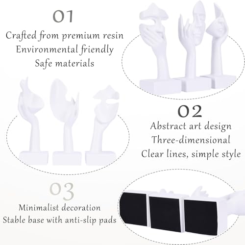 3 Pcs Thinker Large Statue Set - White Art Abstract Home Accent Figurines for Living Room, Bedroom, Shelves, Office Desktop, Coffee Table Decor, Gift for Women (3 Pcs White, 9") - color: 3 Pcs White, size: 9"