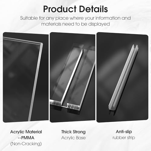 MaxGear Acrylic Sign Holder 8.5 X 11 Inches 1 Pack, Double Sided Plastic Display Stands Table Top Acrylic Frame, Clear Paper Holder Menu Flyer Stand for Stores, Restaurants, Hotels, Office