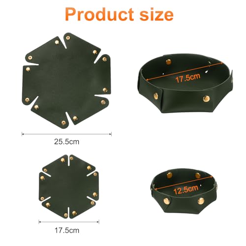 uxcell 2 Pcs Valet Tray for Women and Men, PU Leather Jewelry Tray Entryway Table Bedside Nightstand Catchall Storage Organizer for Jewelry Key Coin Watch Wallet (2 Size, Green) - color: Green