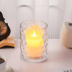 5‘ Wide 6" High Decorative Glass Cylinder Vase with Dimpled Circle Pattern, 8 Inch Tall, Clear (1, 5"x6") - size: 5"x6"