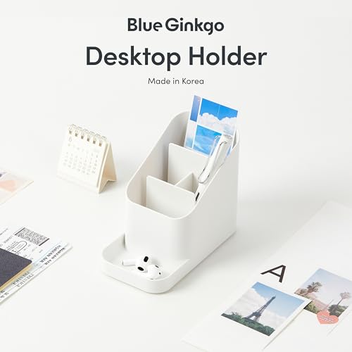 BLUE GINKGO Desk Holder – Korean-Made Office Organizer for Pencils, Pens, Notes, and Desk Supplies (White) - color: WHITE, size: HOLDER