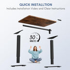 Furmax Electric Height Adjustable Standing Desk Large 40 x 24 Inches Sit Stand up Desk Home Office Computer Desk Memory Preset with T-Shaped Metal Bracke, Brown - color: Brown, size: 40 Inch