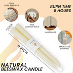 Handmade White Beeswax Taper Candles - 16-Pack Dripless & Smokeless, 9H Burn Time, Natural Home Decor Air-Purifying - color: White