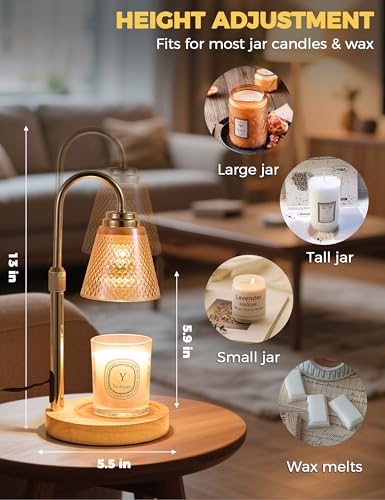 Candle Warmer Lamp with Timer Dimmer, Birthday Gifts for Mom Women Friend Sister, House Warming Gifts, Wax Melt Warmer, Office Apartment Dorm Room Home Decor - color: Natural Wood Color