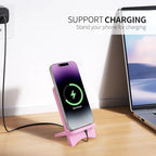 Cell Phone Stands, Desktop Stand, Luxury Nature Wood Simple Phone Stand, Compatible with iPhone & All Cell Phones, Ultra-Stable, Portable & Non-Slip Design, 2 Pieces, Pink - color: Pink
