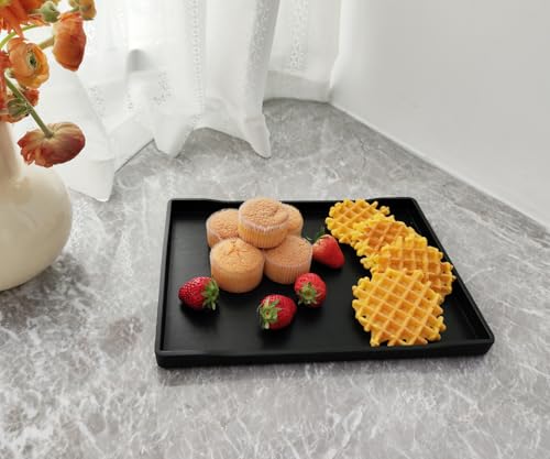 Black Serving Tray (11.8 x 8.7 inch) for Serving Accessory, Spa, Coffee, Drinks, Tea, Bar, Party, Seasoning, Perfume and Display Use. - color: Black-1 Tray, size: 11.8" x 8.7" x 0.8"