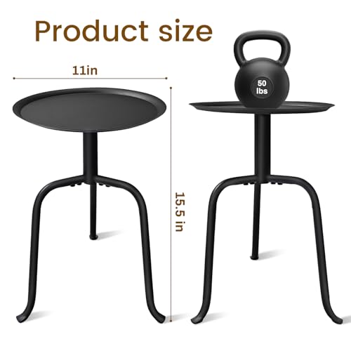 Plant Stand Indoor, Mid Century Single Plant Table, 3-Leg Minimalist Heavy Duty Metal Tall Flower Pot Stand, Modern Round Small Side End Table with Raised Design - color: Black