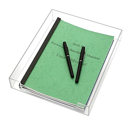 BTSKY 1 Pack Multipurpose A4 File Tray Clear Acrylic Desk Tray Organizer Elegant Letter Size Desk Documents Trays Magazine Files Storage Basket Organizer Bin for Office Cosmetics Bathroom